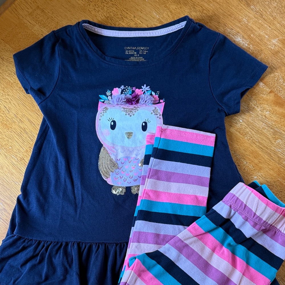 Cynthia Rowley Navy and Pink Owl Set